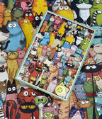 Rompecabezas de gato caprichoso para adultos, 520 piezas, arte dibujado a
