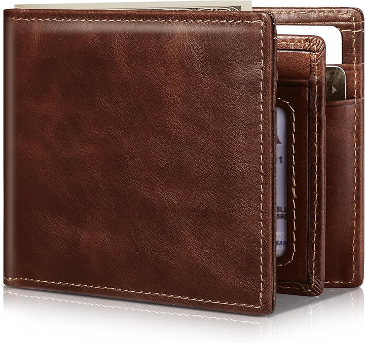 Artpaxy Billetera Bifold plegable para hombre de cuero genuino con...