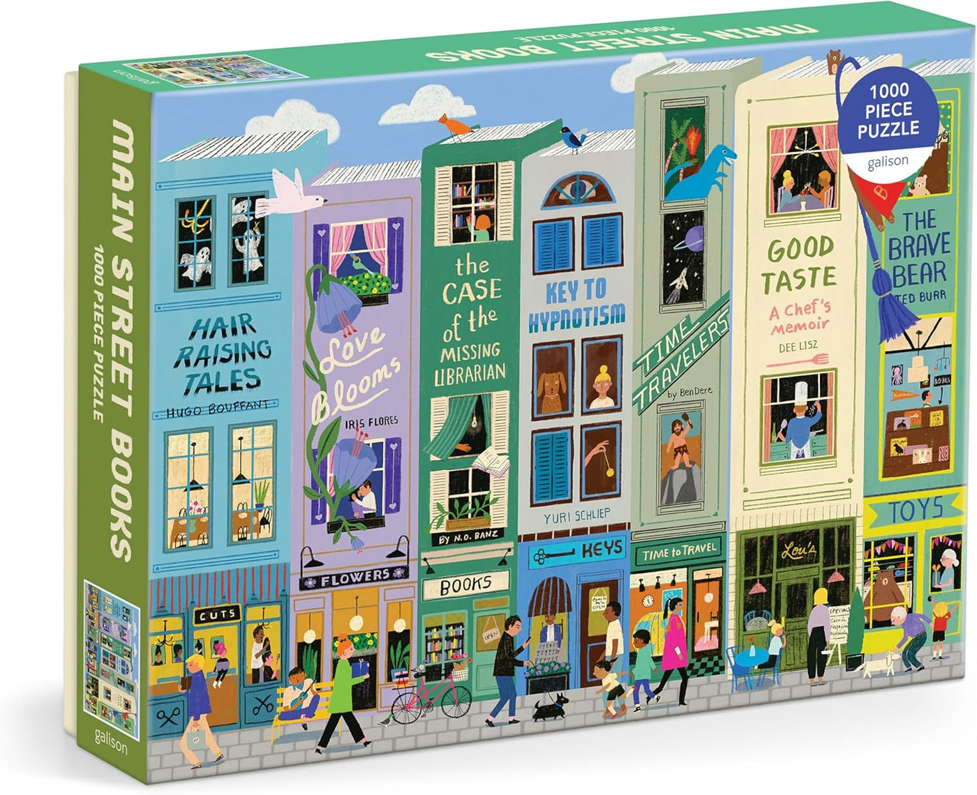 Galison Main Street Books - Rompecabezas de 1000 piezas con hermosas obras de arte de un vecindario temático de libro