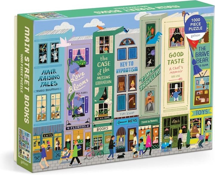 Galison Main Street Books - Rompecabezas de 1000 piezas con hermosas obras de arte de un vecindario temático de libro