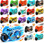 24 piezas de motocicletas de juguete, coches a granel, caja del tesoro