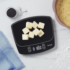 Taylor Báscula de cocina digital impermeable, 11 libras, color negro