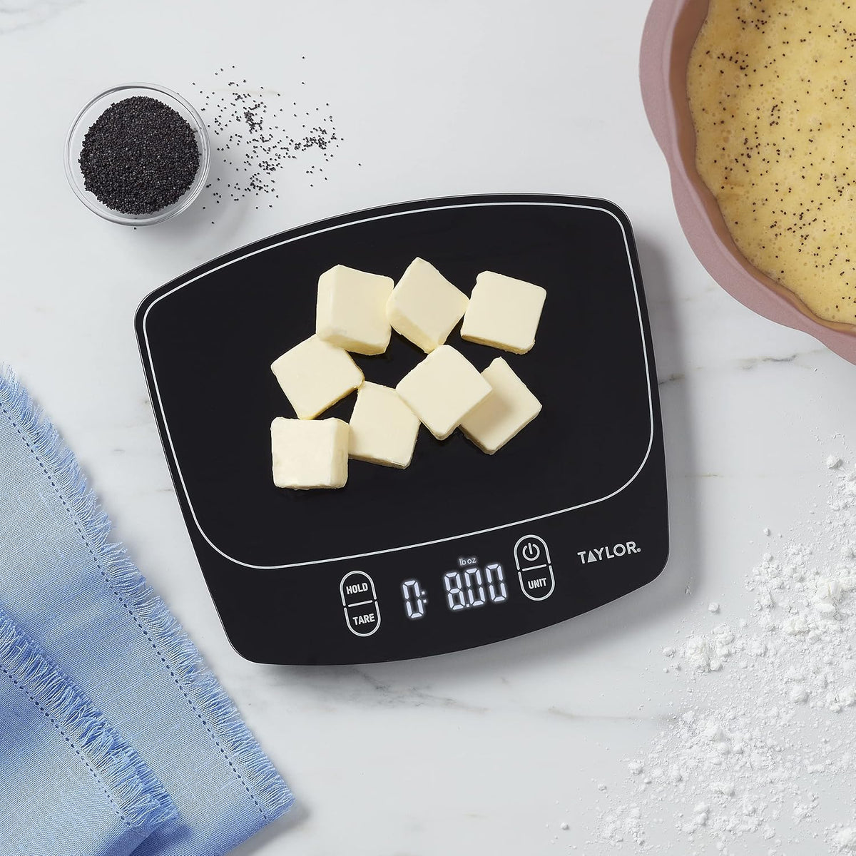 Taylor Báscula de cocina digital impermeable, 11 libras, color negro
