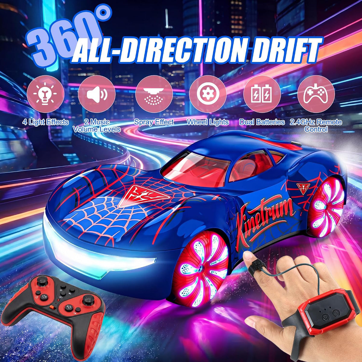 Coche de acrobacias RC con detección de gestos, auto de control remoto 4WD