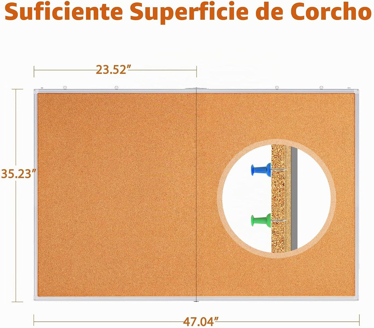 Maxtek Tablero de corcho de 48 x 36 pulgadas, tablero de anuncios grande