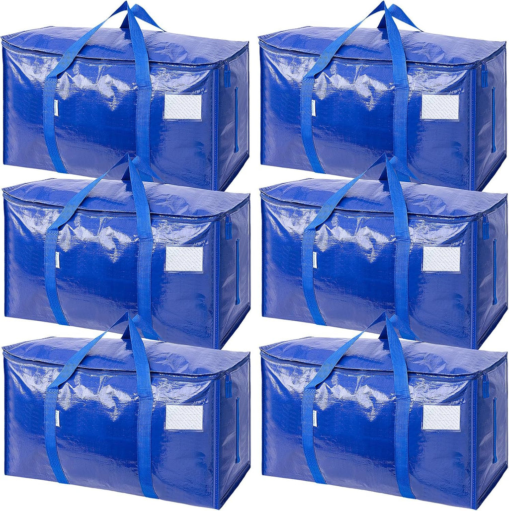 TICONN Paquete de 6 bolsas de mudanza extra grandes resistentes con cremalleras y asas de transporte, bolsas de almacenamiento duraderas para organizadores de armario y almacenamiento (paquete de 6