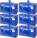 TICONN Paquete de 6 bolsas de mudanza extra grandes resistentes con cremalleras y asas de transporte, bolsas de almacenamiento duraderas para organizadores de armario y almacenamiento (paquete de 6