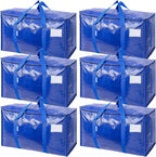 TICONN Paquete de 6 bolsas de mudanza extra grandes resistentes con cremalleras y asas de transporte, bolsas de almacenamiento duraderas para organizadores de armario y almacenamiento (paquete de 6
