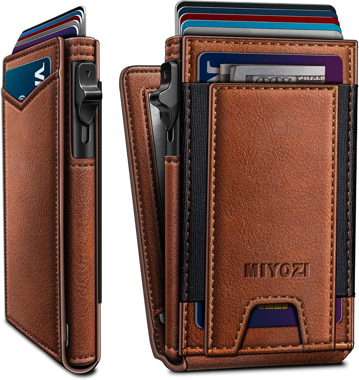 miyozi Cartera para hombre, tarjetero desplegable delgado, con bloq...