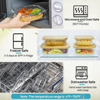 Vtopmart Recipientes de vidrio para almacenamiento de alimentos con tapas de bambú, paquete de 4 recipientes de vidrio para preparación de comidas, seguros para microondas, horno, congelador y