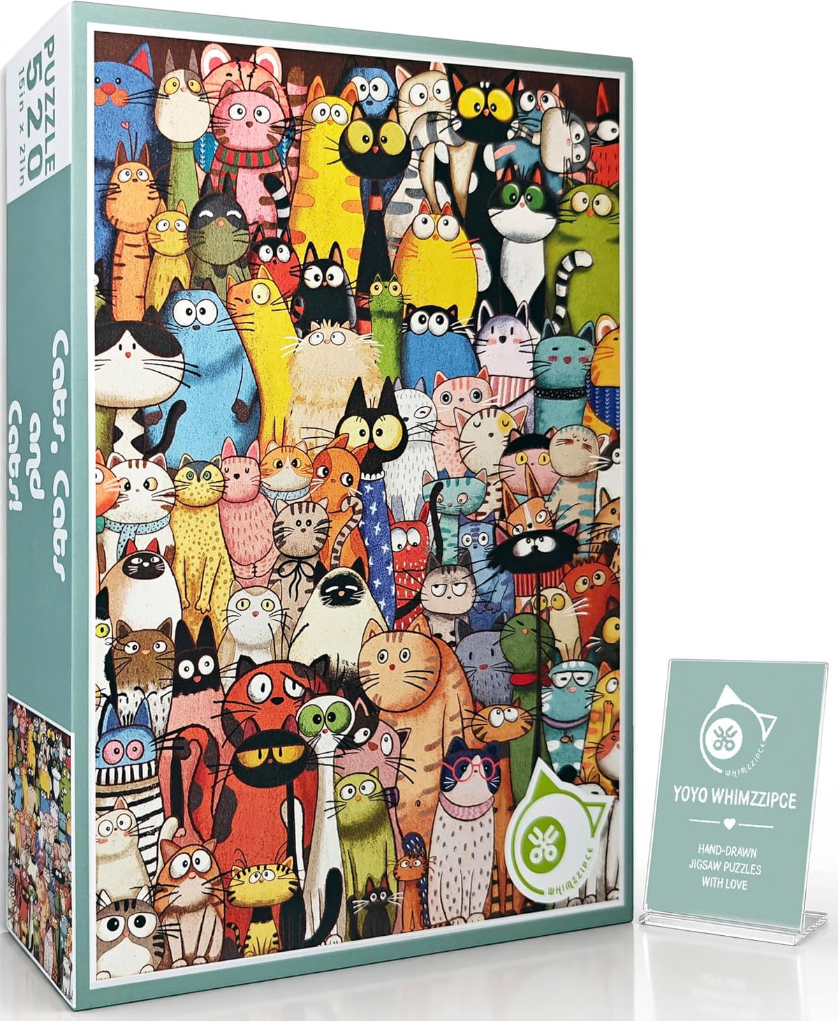 Rompecabezas de gato caprichoso para adultos, 520 piezas, arte dibujado a