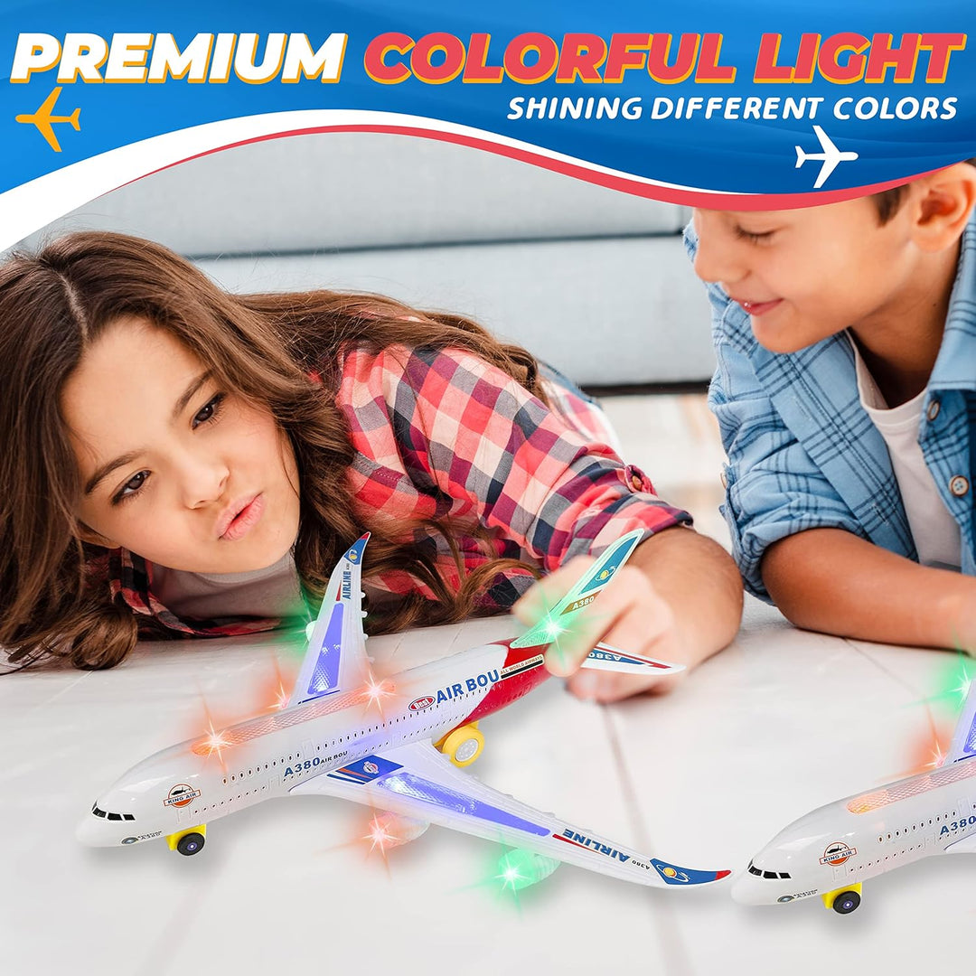 Avión eléctrico Bump and Go Bou A380, para niños, acción divertida,...
