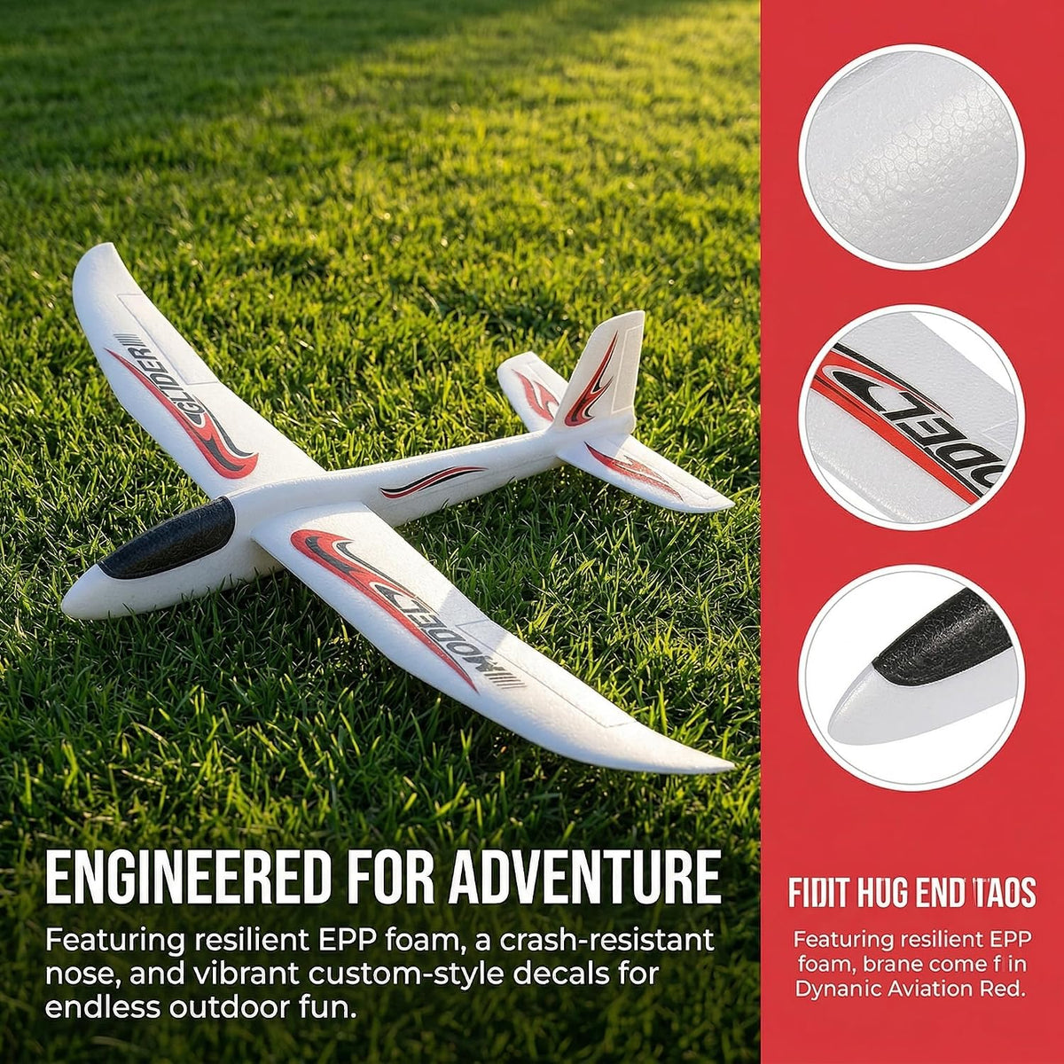 Aviones Planeadores de Espuma TOYANDONA, Avión Grande de 39 Pulgadas para Lanzamiento a Mano, Aviones Voladores de 2 Modos de Vuelo Juguete de Espuma de Poliestireno para Niños, Favoritos de Fiesta de Cumpleaños, Juegos al Aire Libre y en el Jardín
