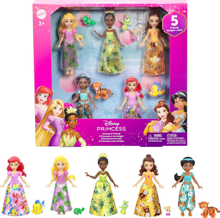 Mattel Disney Princess &amp; Friends Set con 5 muñecas pequeñas pos...