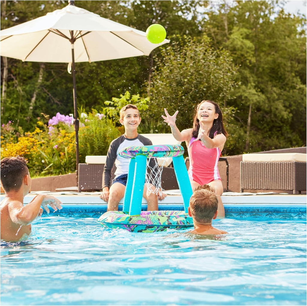 SwimWays Hydro Spring Hoops - Aro de baloncesto inflable, juego de baloncesto impermeable con aro y pelota, juegos al aire libre, juguetes acuáticos para edades de 5 años en adelante