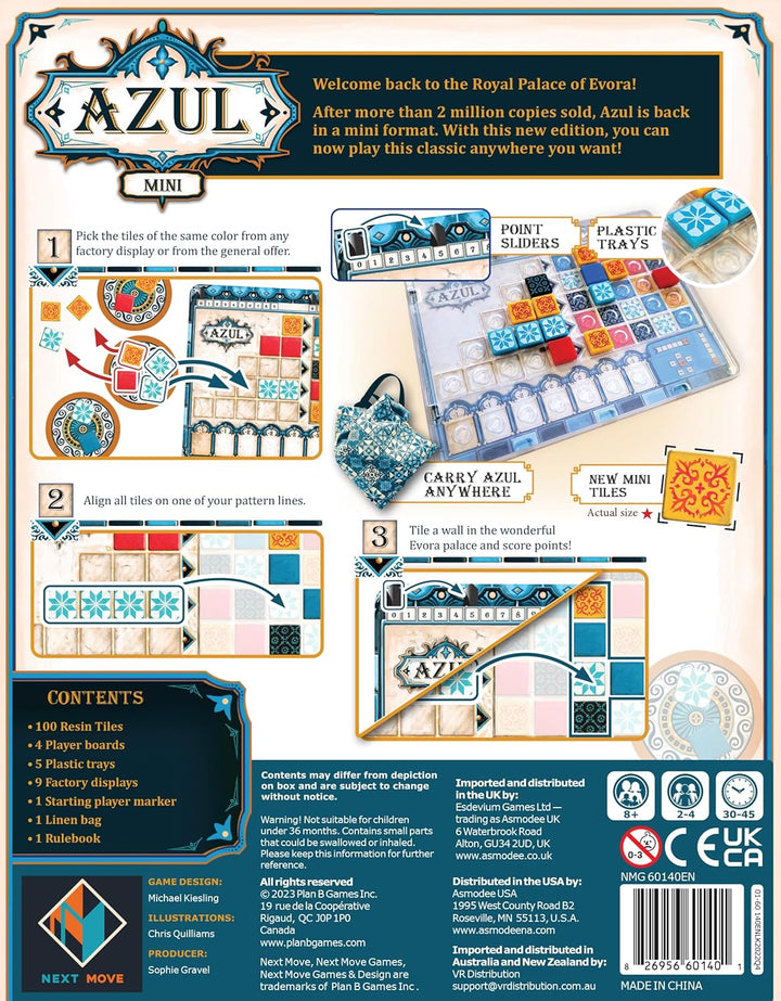 Azul Mini Juego de Mesa - Diversión Portátil de Colocación