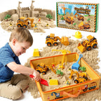 Billeeit Kit de construcción de arena con caja de arena, arena, camiones y