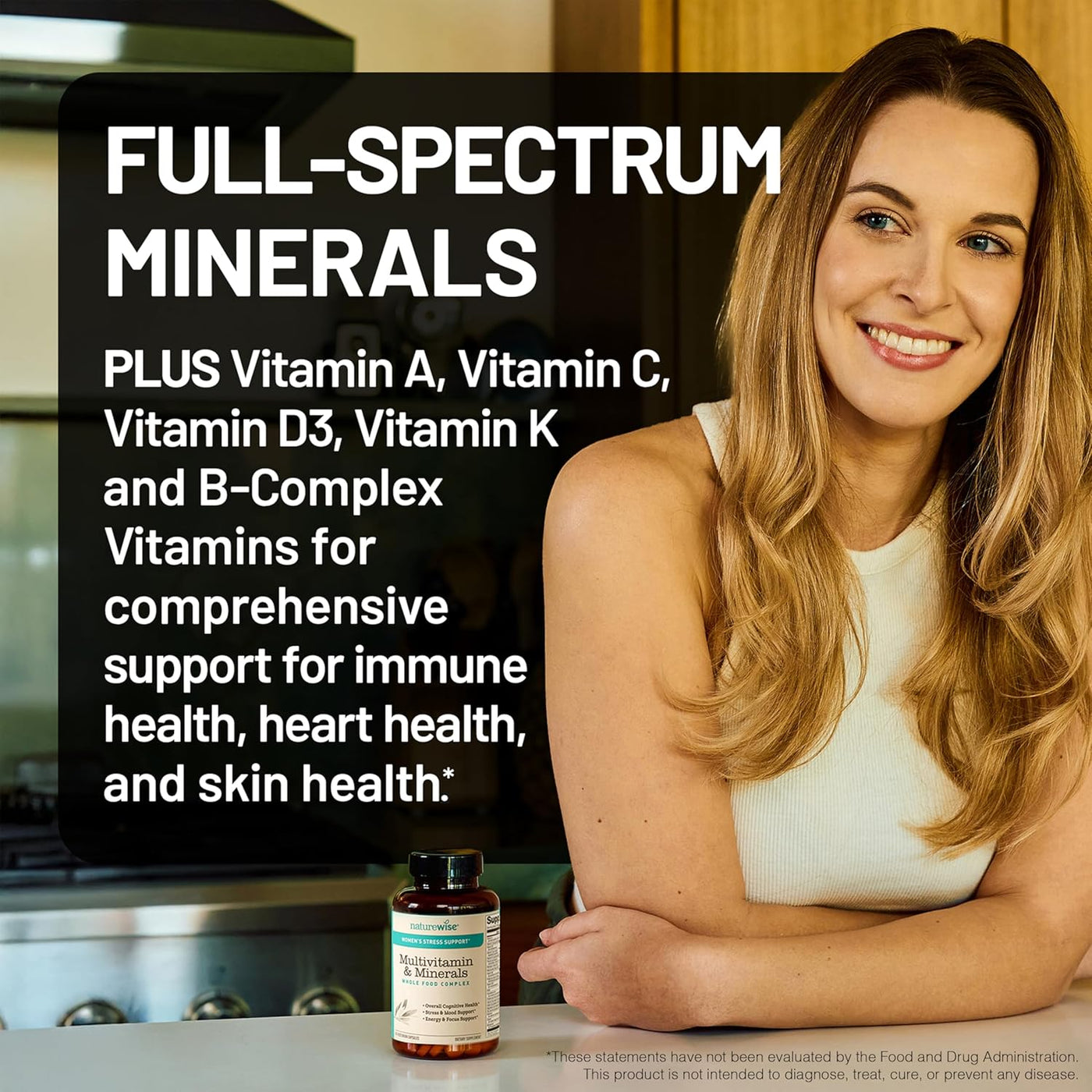 NatureWise Multivitamínico para mujeres + apoyo al estrés con alime...