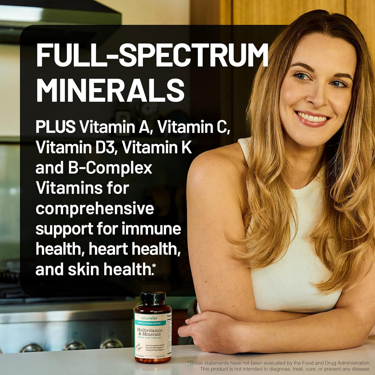 NatureWise Multivitamínico para mujeres + apoyo al estrés, Probióticos, 60 Unidades (Paquete de 2)