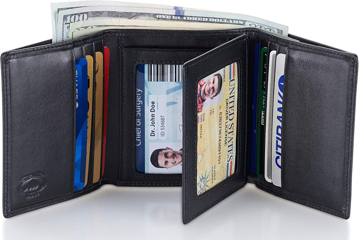 Stealth Mode cartera de cuero RFID plegable para hombres con soport...