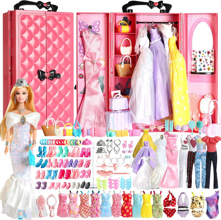 UCanaan Juego de ropa y accesorios para muñecas de 180 piezas, vest...