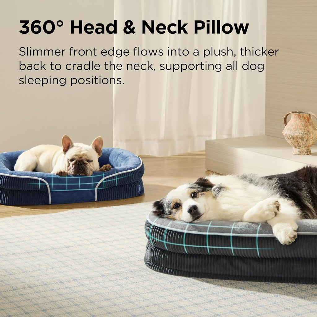 Bedsure Camas ortopédicas para perros con cojín ovalado de 360 °, perro de