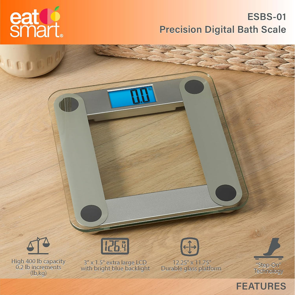 EatSmart Balanza digital de precisión para baño, con visualizador iluminado extra grande