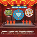 Baker's Secret Juego de 3 bandejas para hornear, 3 bandejas de galletas para horno, textura de diamante, circulación de flujo de aire de alta calidad, juego de 3 bandejas para hornear, extra gruesas