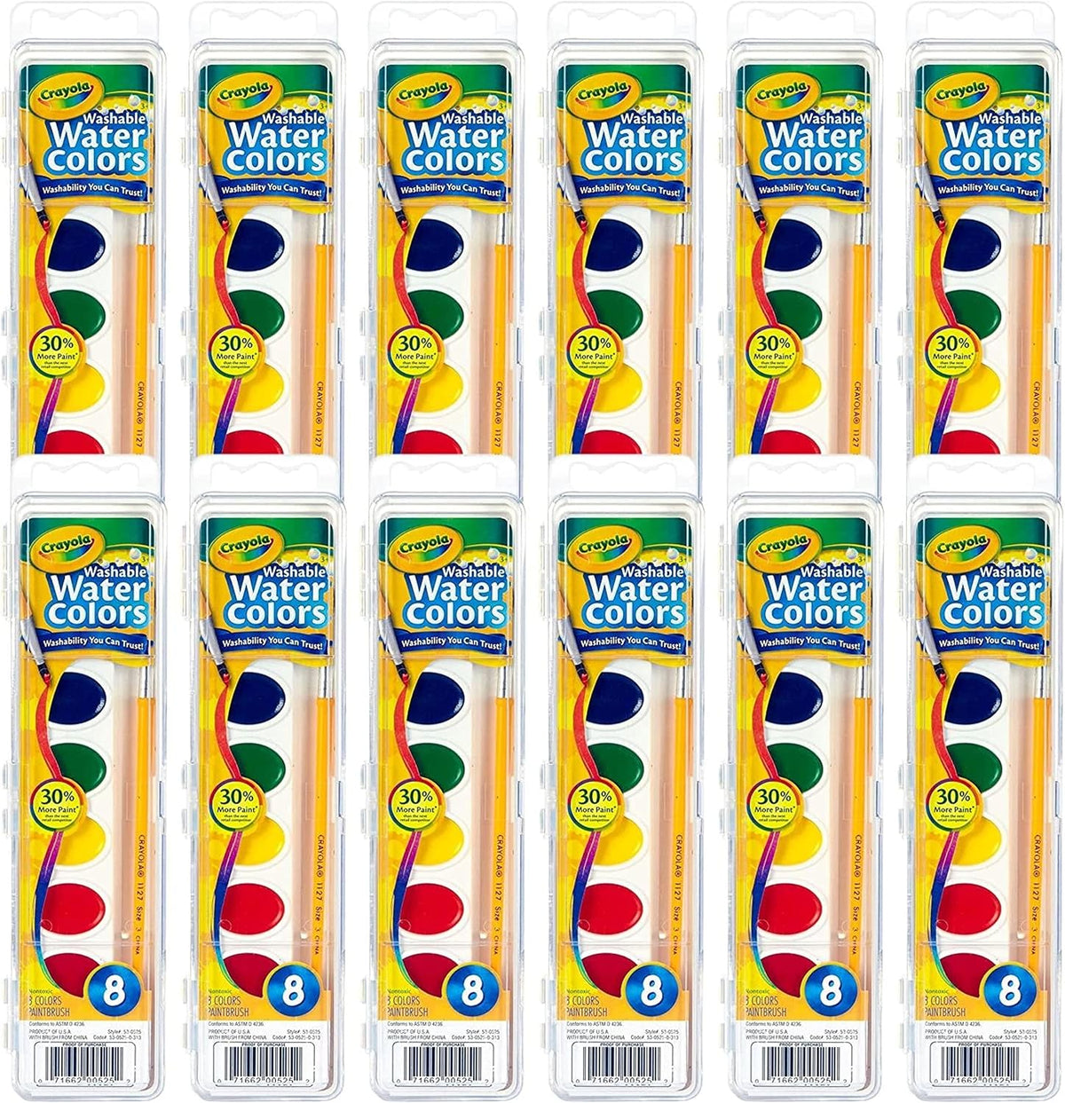 Crayola Washable Watercolor Paint Sets, Suministros de arte al por mayor para docentes 12 unidades