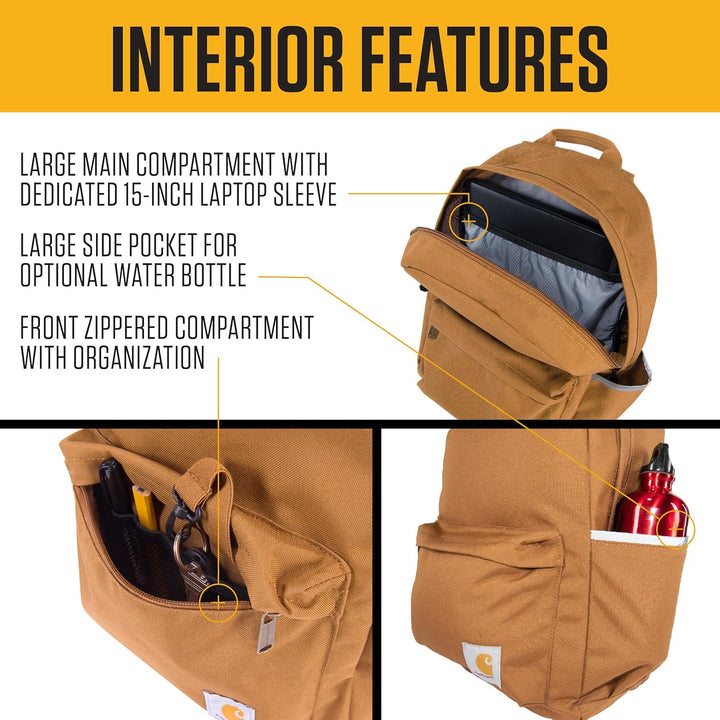 Carhartt Mochila clásica para laptop de 21 L, resistente al agua, c...