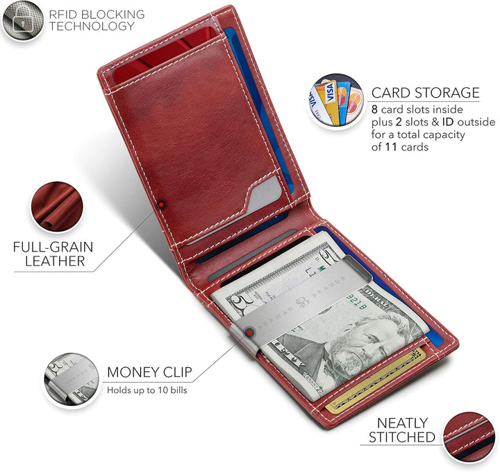 SERMAN BRANDS Money Clip Wallet - Mens Wallets slim Front Pocket RF...