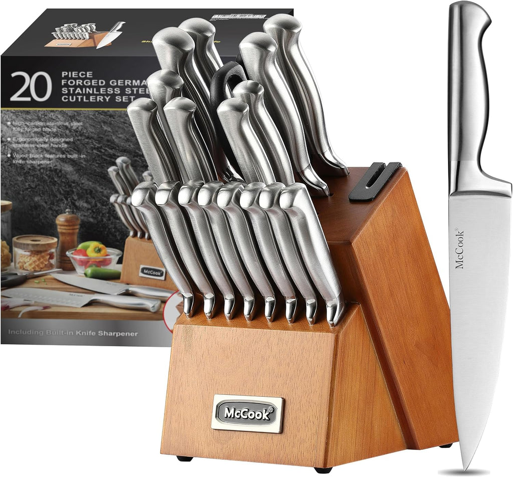 McCook Juego de cuchillos de cocina de acero con afilador incorporado
