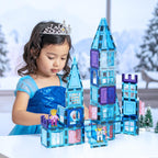 PicassoTiles - Juego de 72 azulejos magnéticos de castillo, juguete de invierno con temática de hielo