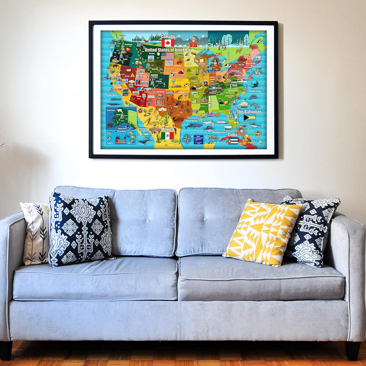 Think2Master Colorido mapa de Estados Unidos 1000 piezas rompecabezas para mayores de 13 años, adultos y familias. Gran regalo educativo para el interés en el mapa de EE. UU. Tamaño: 26.8 "x 18.9"