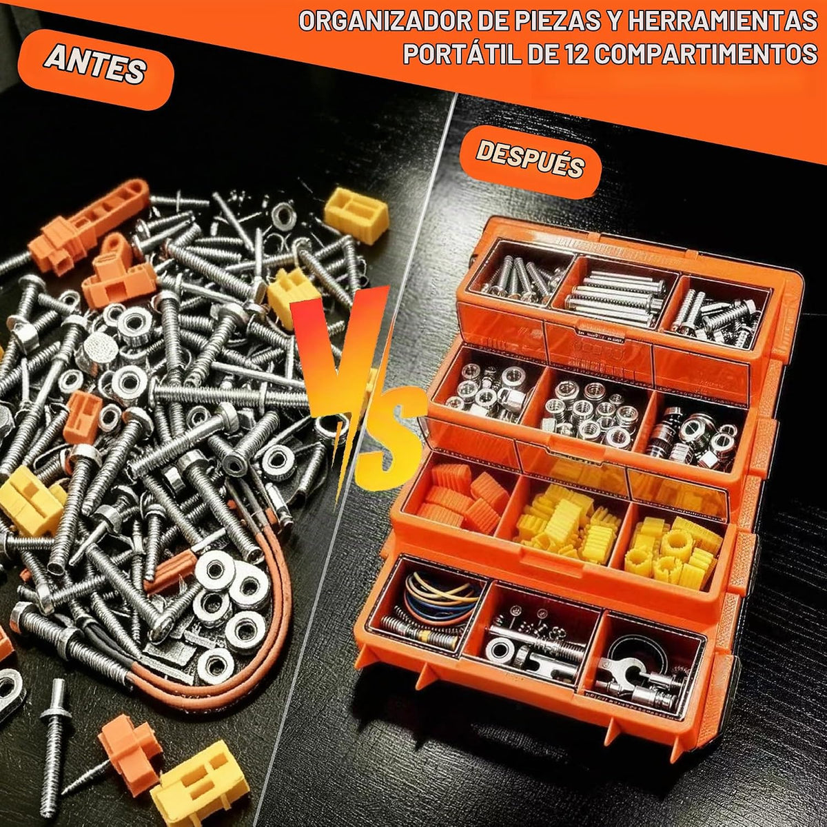 Organizador de caja de herramientas, organizador portátil de piezas
