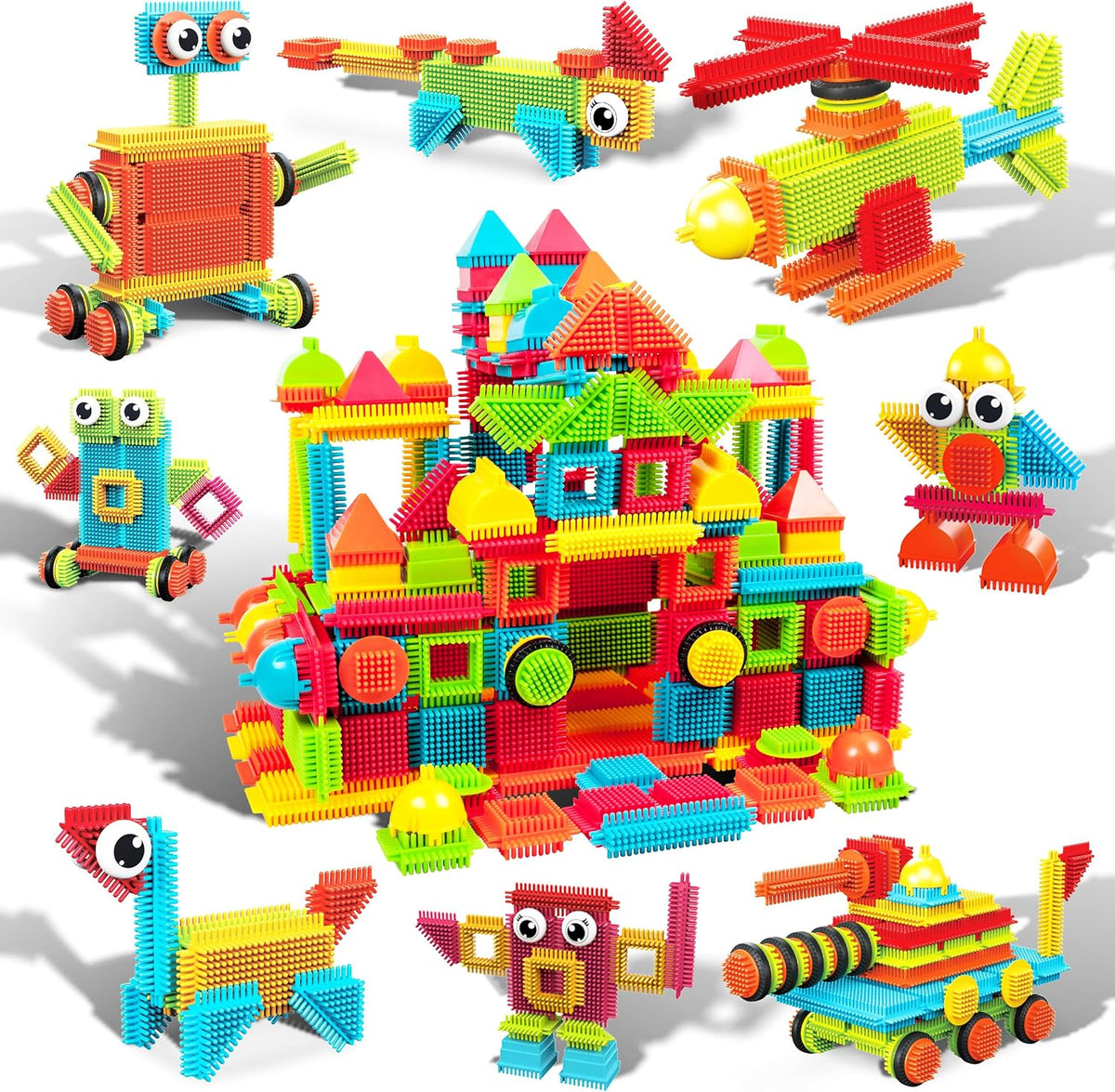 PicassoTiles 240 piezas de bloques de cerdas de erizo 3D STEM juguete de
