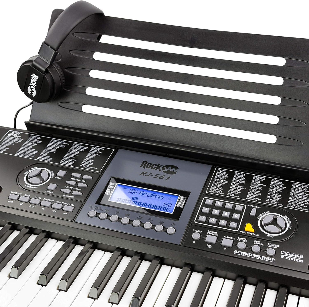 Teclado electrónico RockJam de 61 teclas superkit con soporte, tabu...