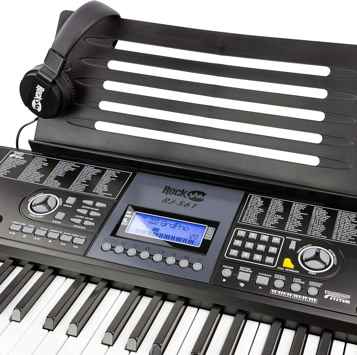 Teclado electrónico RockJam de 61 teclas superkit con soporte, tabu...