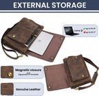 LEATHER VILLAGE Bolso Mensajero de Cuero Vintage–Morral Hecho a Mano de 15.5" para Hombres y Mujeres– Bolso de Hombro para Oficina, Viajes y Uso Diario
