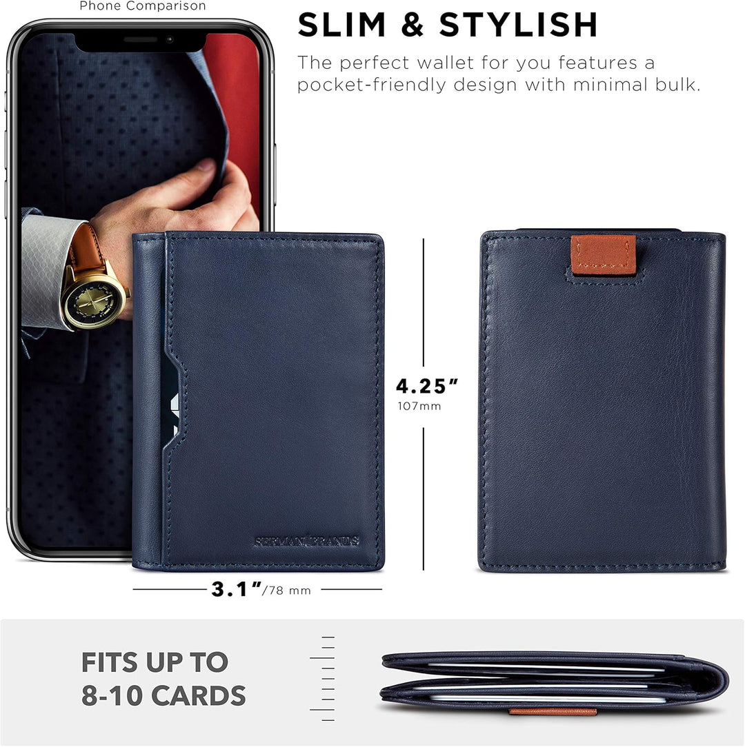 SERMAN BRANDS \u2013 Carteras para hombre, delgadas, de cuero, con...
