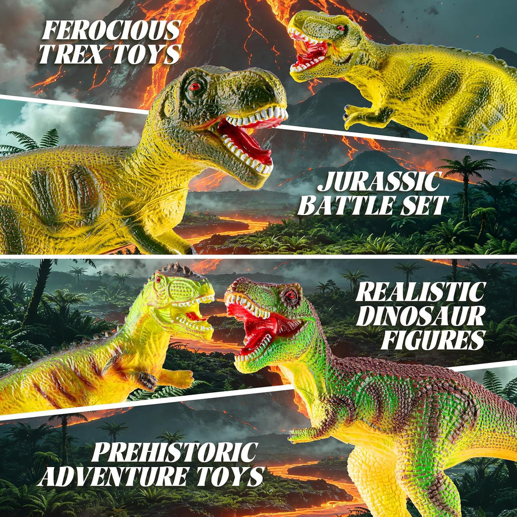BABOY Figuras de juguete de dinosaurio T-Rex de goma suave, interior relleno de algodón PP, diseño realista, materiales seguros, resistente a caídas y golpes, juguete suave de alta resistencia para