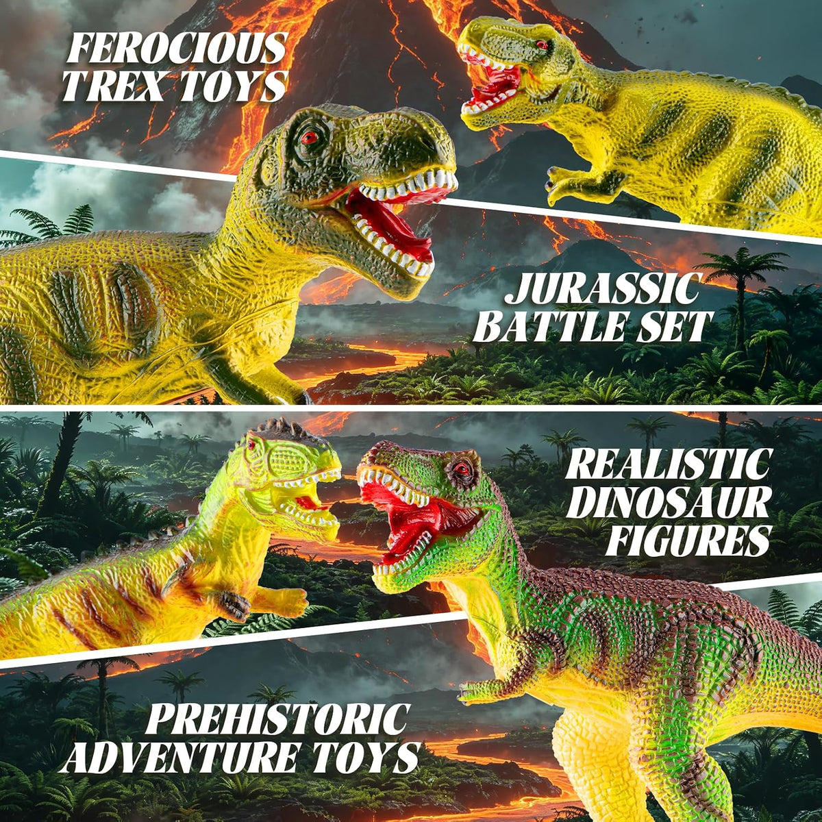 BABOY Figuras de juguete de dinosaurio T-Rex de goma suave, interior relleno de algodón PP, diseño realista, materiales seguros, resistente a caídas y golpes, juguete suave de alta resistencia para