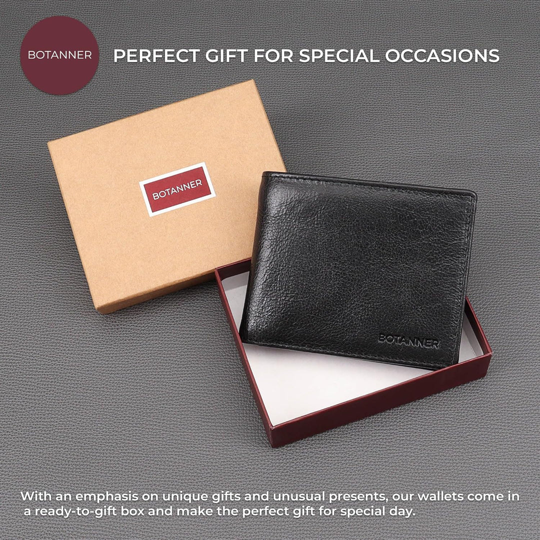 BOTANNER Cartera delgada plegable de cuero | Cuero genuino | Regalo...