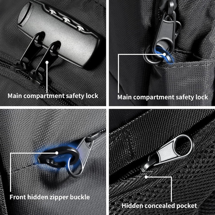 Tzowla Mochila antirrobo de 40 litros con puerto de carga USB para...