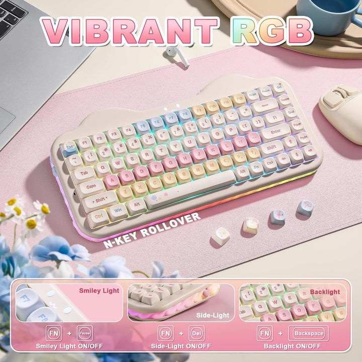 YUNZII C75 Teclado mecánico inalámbrico, diseño 75%, intercambiable...