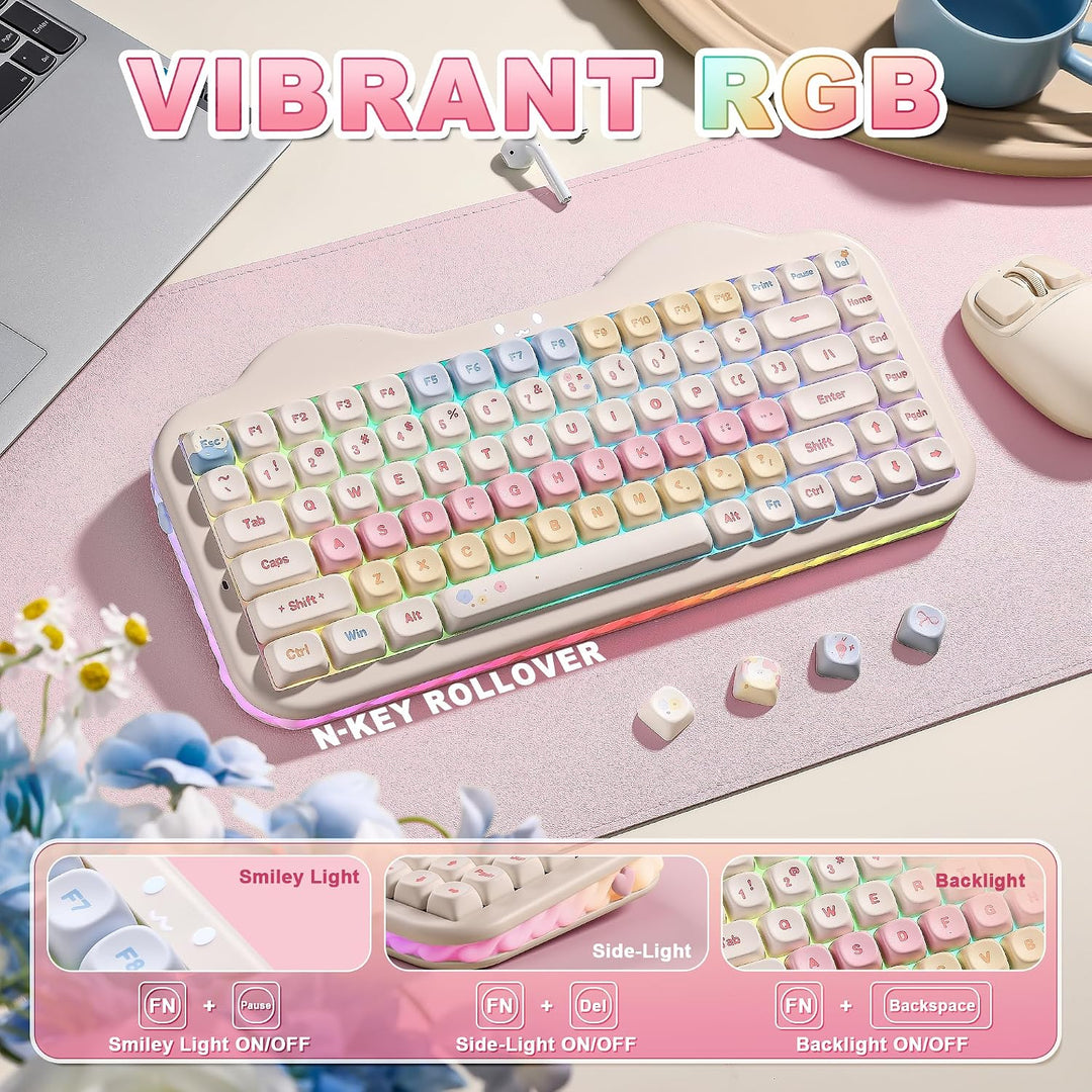 YUNZII Teclado Mecánico Inalámbrico C75, Diseño del 75%, NKRO Inter...