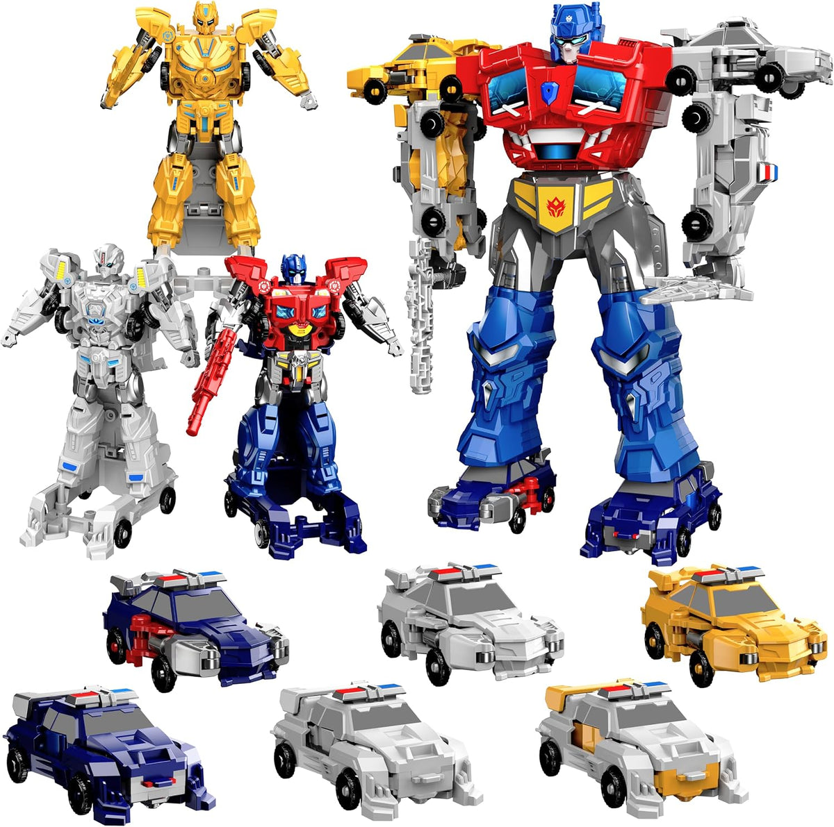 Juguetes magnéticos de robot de coche para niños, 6 vehículos que