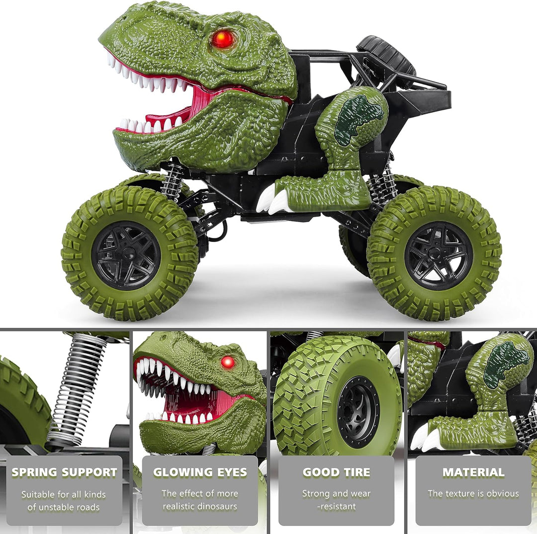 Auto de dinosaurio a control remoto para niños y niños, camión de d...