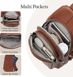 befen Bolso bandolera pequeño de cuero genuino para mujer, antirrobo, bolsa cruzada para el pecho, riñoneras para viajes con ranuras para tarjetas RFID