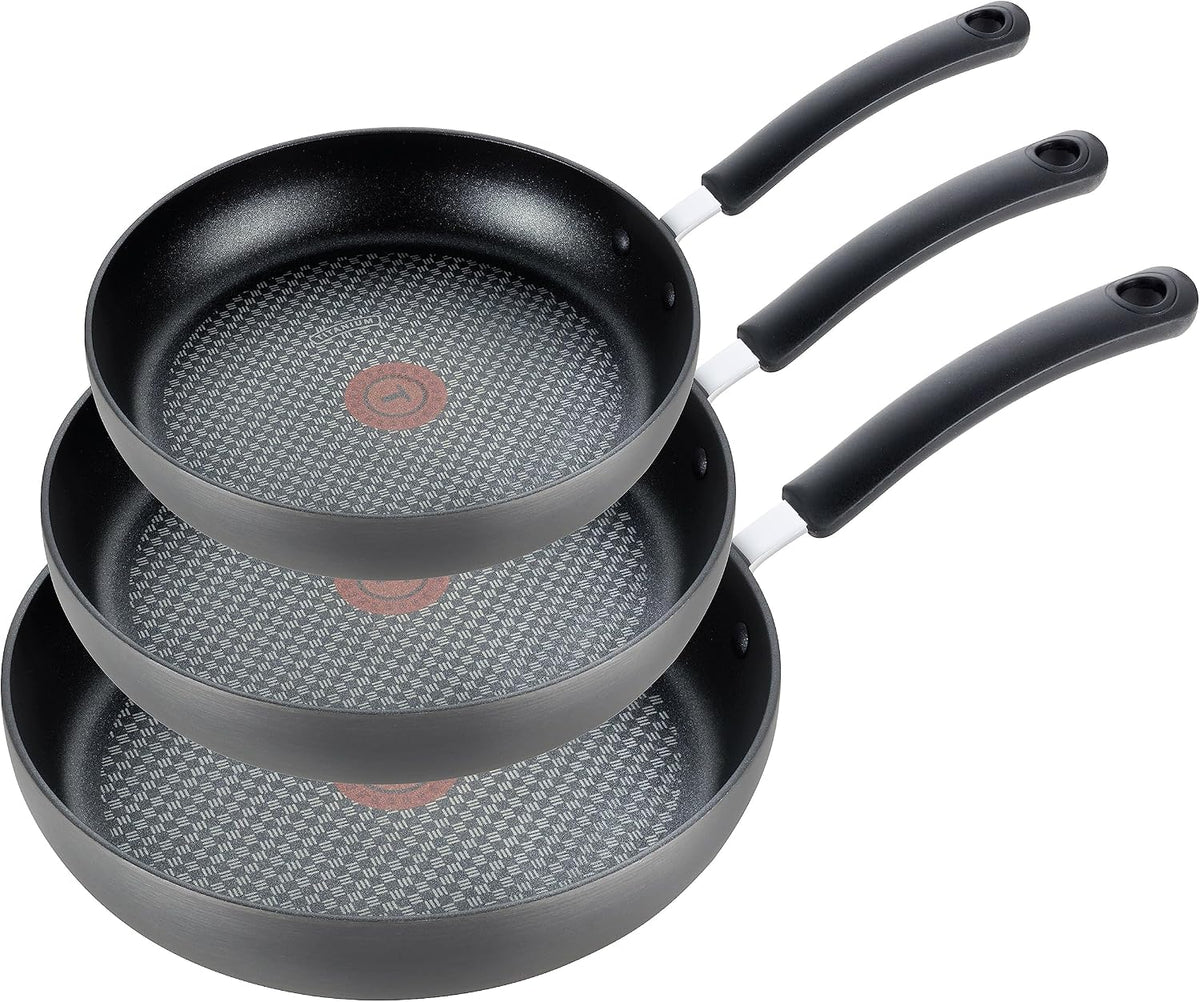 T-Fal Ultimate Hard Anodized - Juego de 3 sartenes antiadherentes de 8, 10.25 y 12 pulgadas, apto para horno 400F, juego de utensilios de cocina de cocina, ollas y sartenes antiadherentes, sartenes